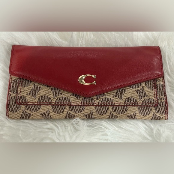 Coach C Red and brown logo monogram Wallet clutch - Picture 1 of 8
